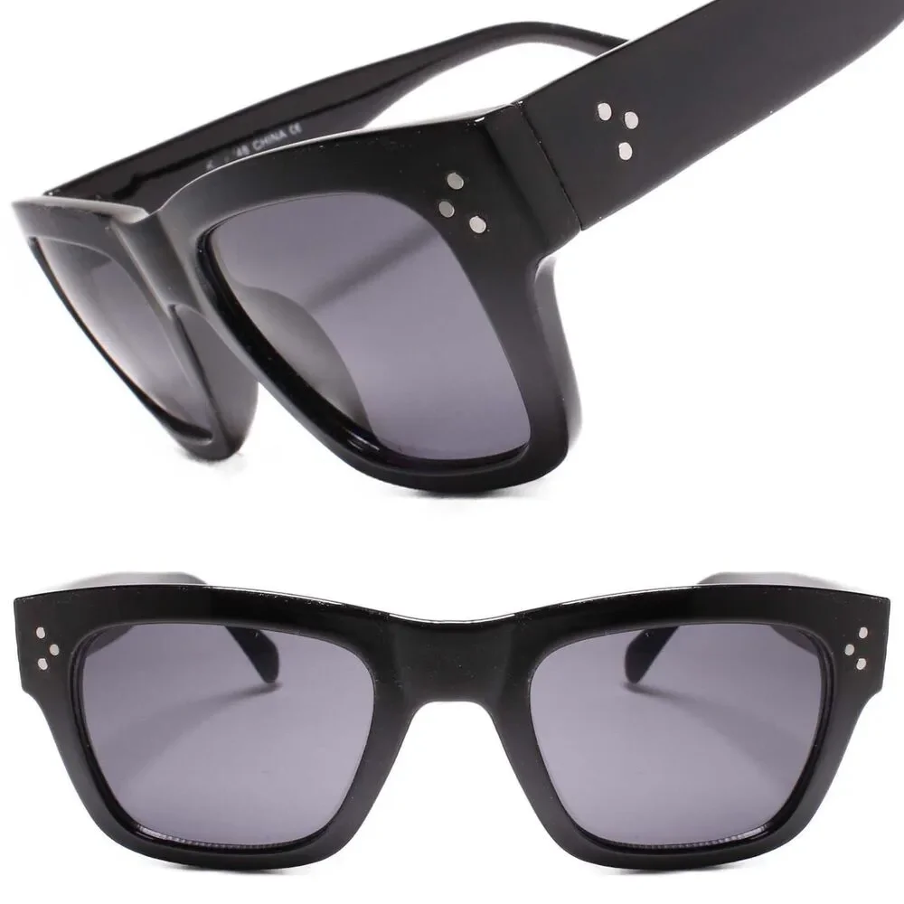 Designer Swag Hip Hop Mens Womens Horn Rimmed Rectangle Sunglasses Black Frame